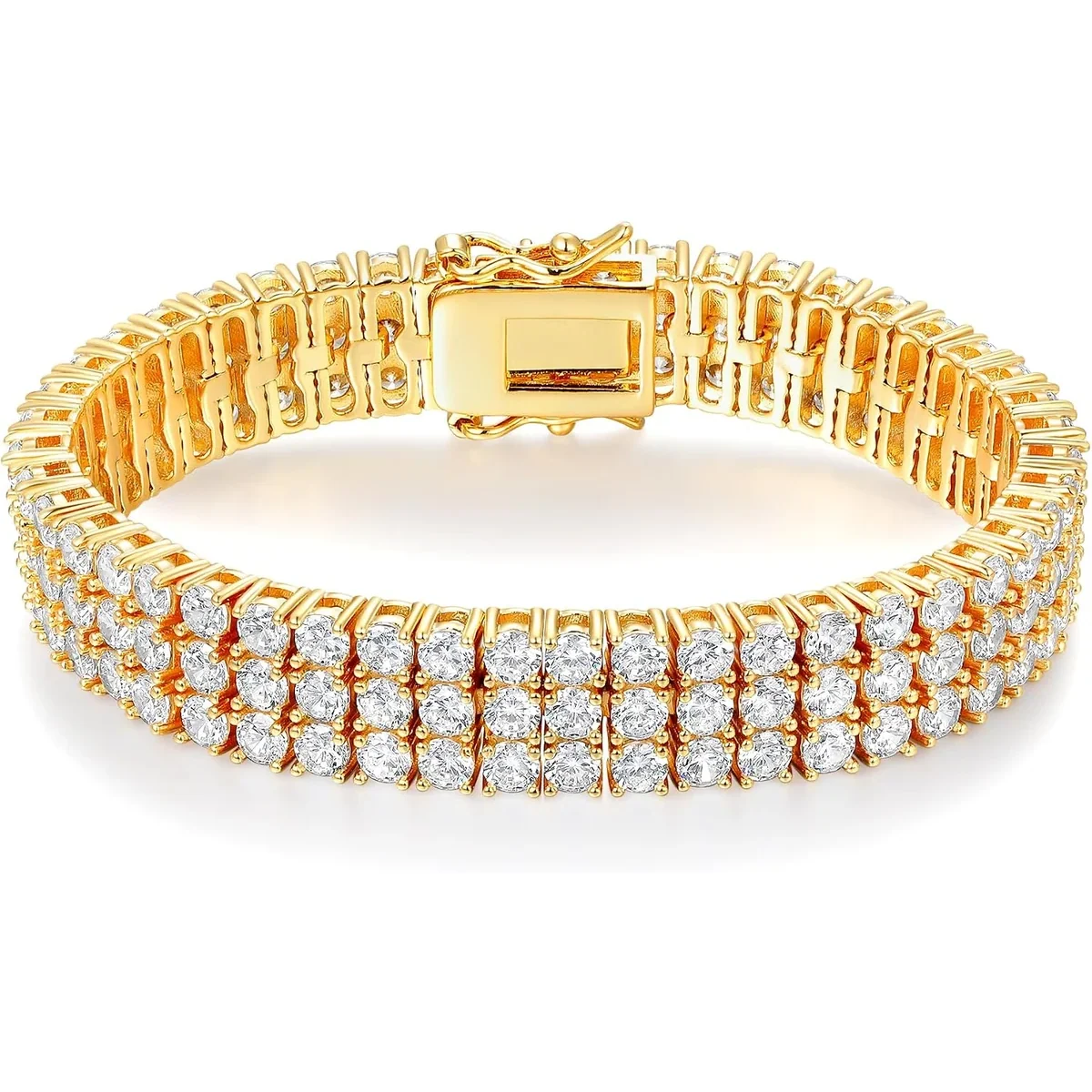 Two- and Three-Row Tennis Bracelet by Gemsme, Gold · 3 Rows