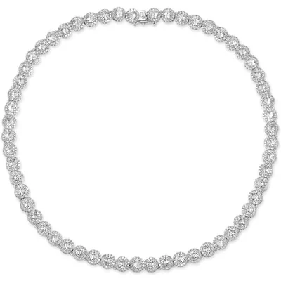5mm Halo Tennis Necklace by Gemsme, White Gold