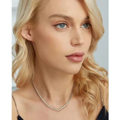 V-Shape Tennis Necklace by Gemsme