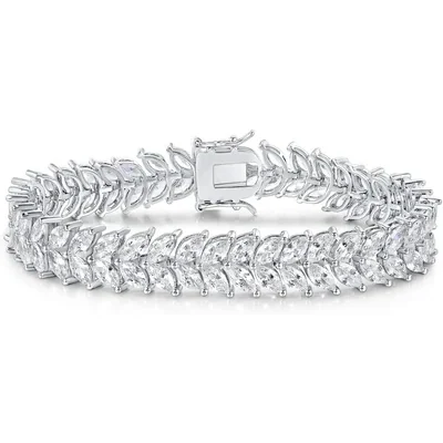 Tennis Bracelet in Six Settings by Gemsme, Willow Leaf White