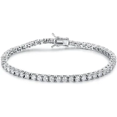 Sterling Silver Tennis Bracelet by Gemsme, S925 3mm Moissanite