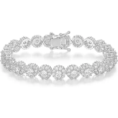 Halo Tennis Bracelet, One Row by Gemsme, 3.5mm White Gold Halo