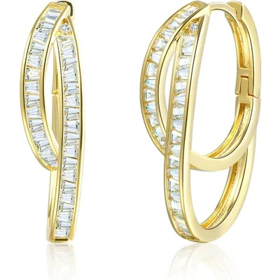 Butterfly and Flower Huggies by Gemsme, Gold · Double Hoop Earrings