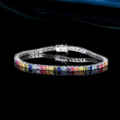 3mm Rainbow Tennis Bracelet by Gemsme