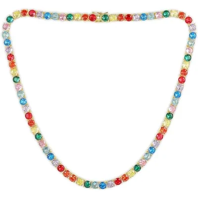 Colorful Tennis Necklace by Gemsme, 5mm Yellow Gold