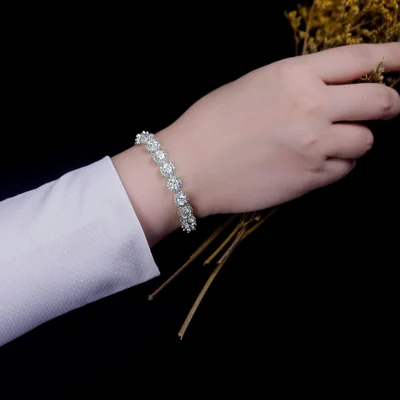 Tennis Bracelet and Stud Set by Gemsme, White Gold