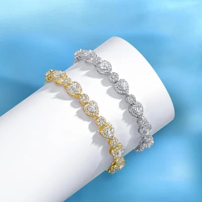 Heart Tennis Bracelet by Gemsme, Heart-shaped White