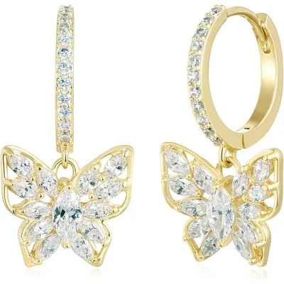 Huggie Drop Hoops by Gemsme, Butterfly 2-gold