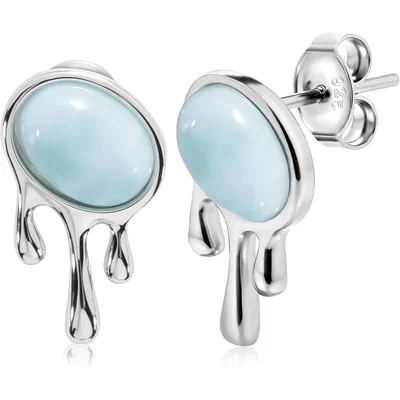 Dainty Larimar Studs by Gemsme