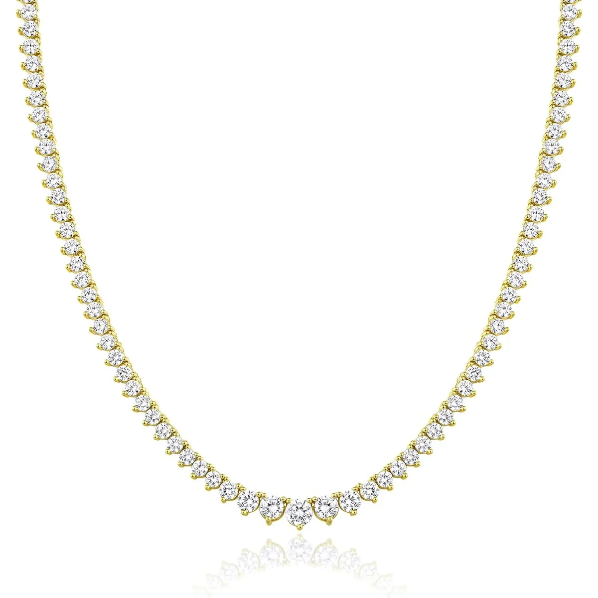 Graduated Tennis Necklace by Gemsme, Yellow Gold-3-5mm Graduated