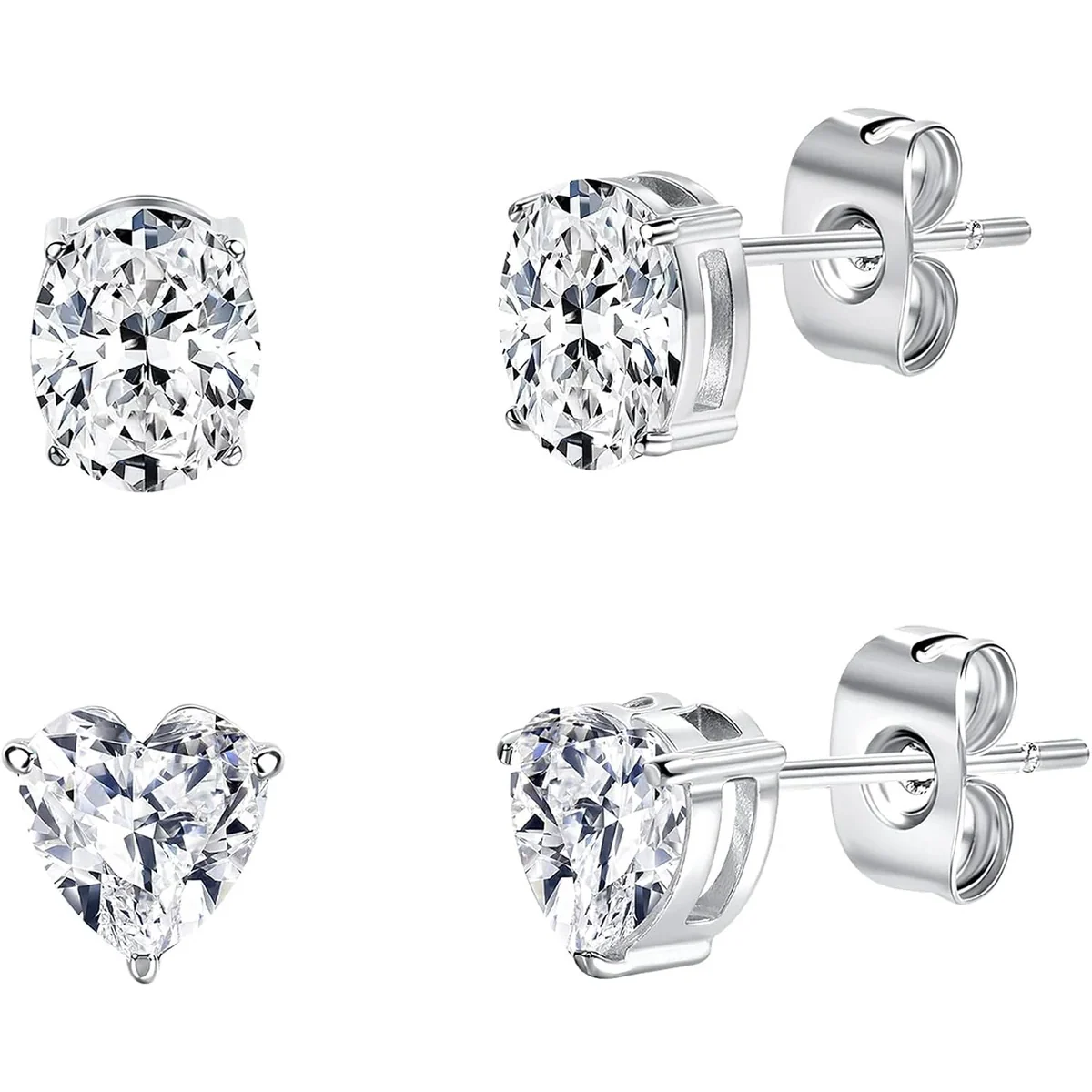 Heart and Oval Stud Pair by Gemsme