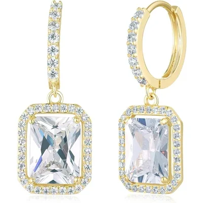 Huggie Drop Hoops by Gemsme, 6*8mm Square · Gold