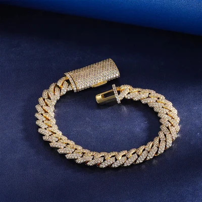 Heavy Iced Cuban Bracelet, 10 to 13mm by Gemsme, 10mm · Gold Plated