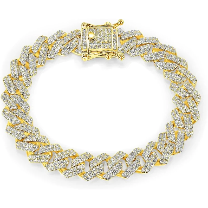 Diamond-Cut Iced Cuban Bracelet by Gemsme, 10mm · Gold Plated