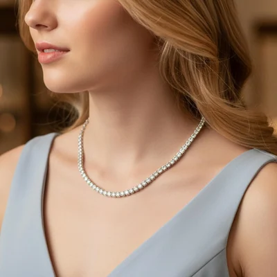 4mm White Gold Tennis Necklace by Gemsme