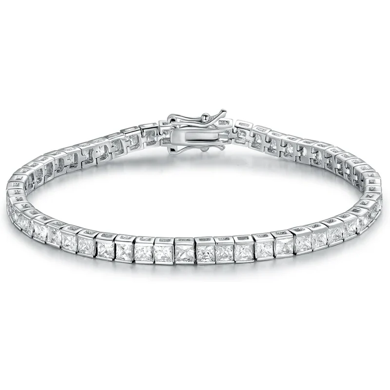 3mm Tennis Bracelet in 14K White Gold Plate by Gemsme