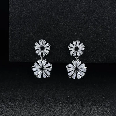 Bridal Drop Earrings by Gemsme, White · Flower Drop Earrings