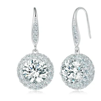 Flower and Teardrop Drop Earrings by Gemsme, 8mm Round · White Gold