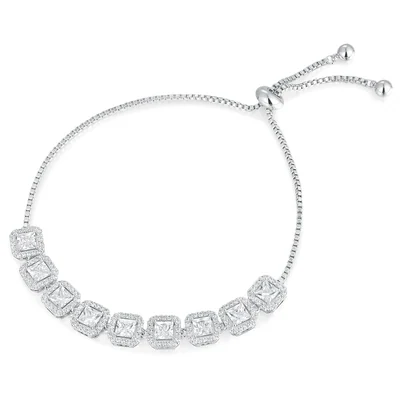Adjustable Halo Tennis Bracelet by Gemsme, Halo · 4*4mm · White