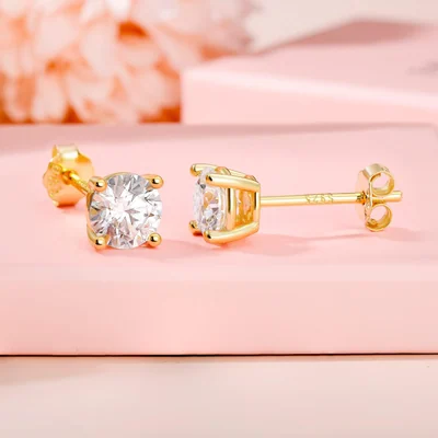 Moissanite Stud Trio by Gemsme