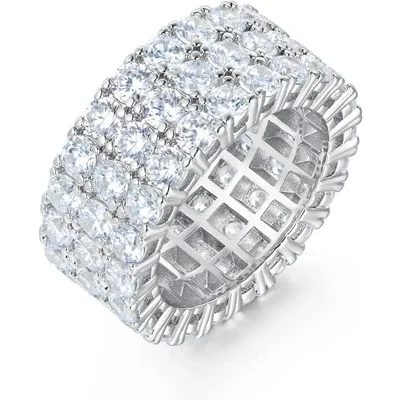 Three-Row Eternity Ring by Gemsme, White Gold