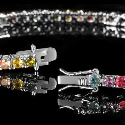 3mm Rainbow Tennis Bracelet by Gemsme