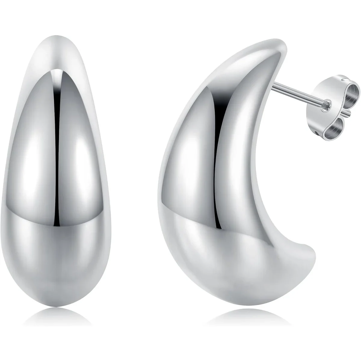 Chunky Moon Studs by Gemsme, Silver