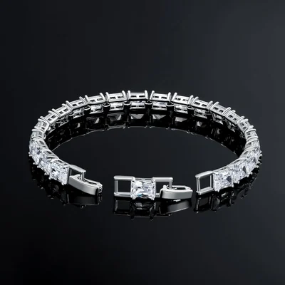 5x7mm Square Tennis Bracelet by Gemsme, 5*7mm Stone White