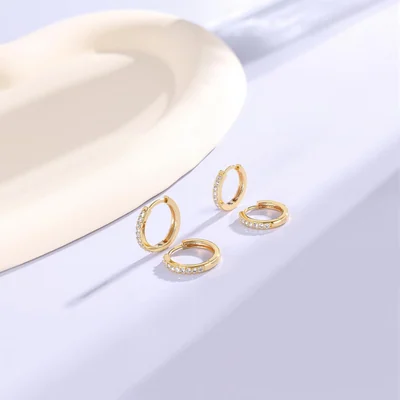 Gold Huggie Hoops, Two Pairs by Gemsme, Gold · 10mm/12mm