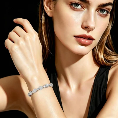 Heart and Round Tennis Bracelet by Gemsme