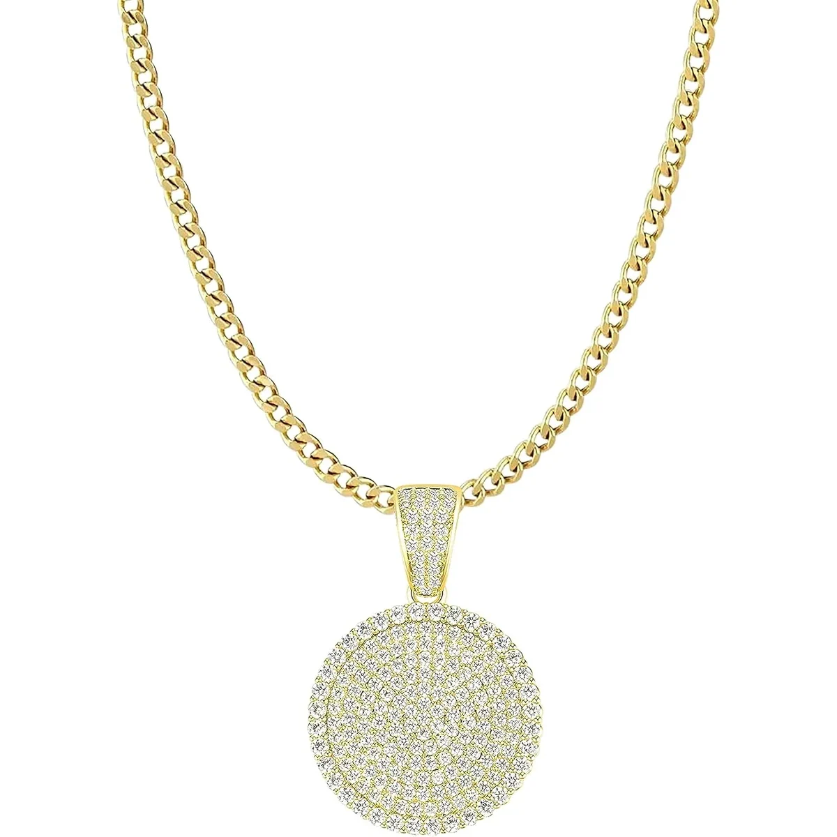 Pavé Disc Pendant by Gemsme, Gold Plated