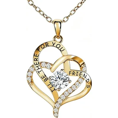 Red Heart Pendant Necklace by Gemsme, Gold Plated