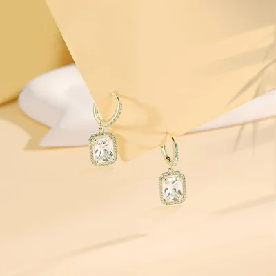 Huggie Drop Hoops by Gemsme, 6*8mm Square · Gold
