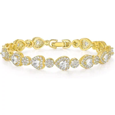 Heart Tennis Bracelet by Gemsme, Heart-shaped Gold