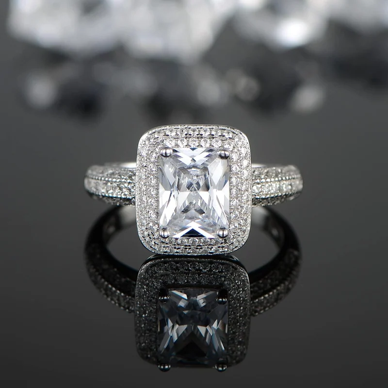 Square Halo Engagement Ring by Gemsme