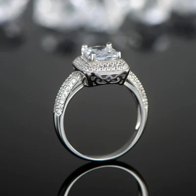 Square Halo Engagement Ring by Gemsme