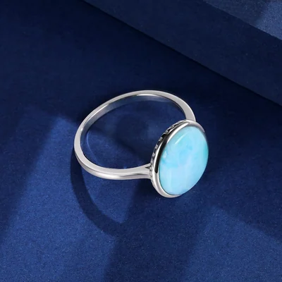 Oval Larimar Statement Ring by Gemsme