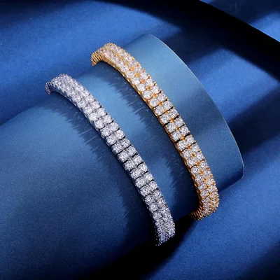 Two- and Three-Row Tennis Bracelet by Gemsme, White Gold · 2 Rows