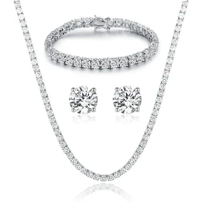 Prom Tennis Set of Three by Gemsme, 3.0mm with 7In Bracelet&18in Necklace