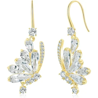 Flower and Teardrop Drop Earrings by Gemsme, Butterfly · Gold