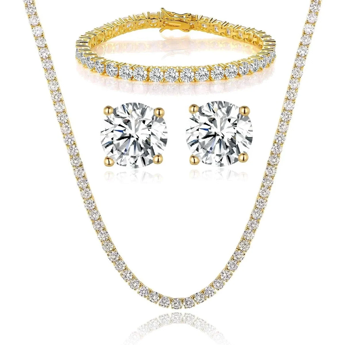 Yellow Gold Tennis Set of Three by Gemsme, Gold