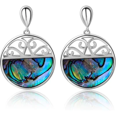 Abalone Round Drop Earrings by Gemsme