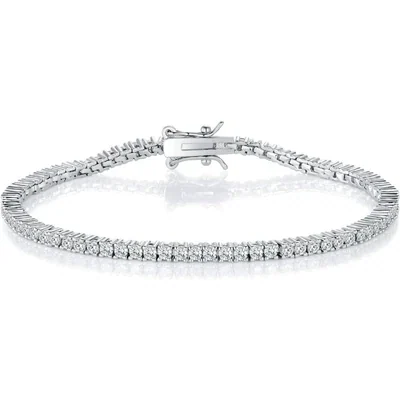 2mm Classic Tennis Bracelet by Gemsme, White Gold Plated