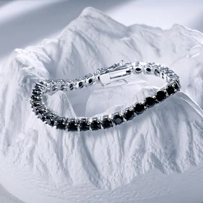 Black Stone Tennis Bracelet by Gemsme
