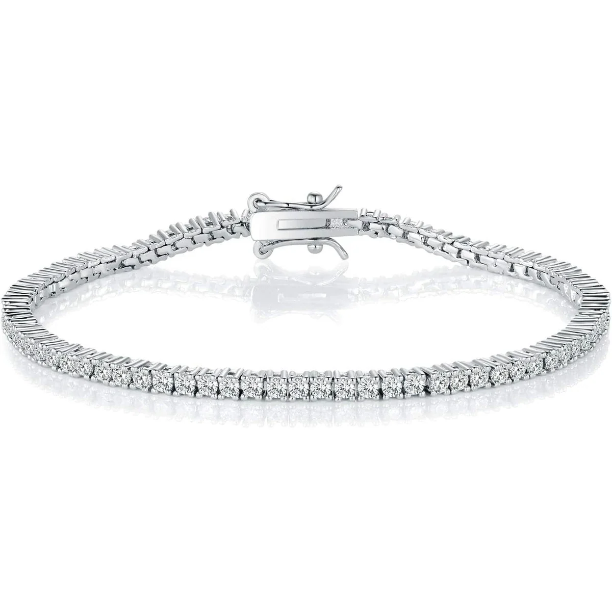 2mm Classic Tennis Bracelet by Gemsme, White Gold Plated