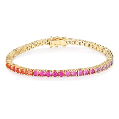 Colorful 3mm and 4mm Tennis Bracelet by Gemsme, 3.0mm · Gold Plated