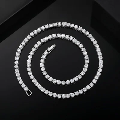 4mm White Gold Tennis Necklace by Gemsme