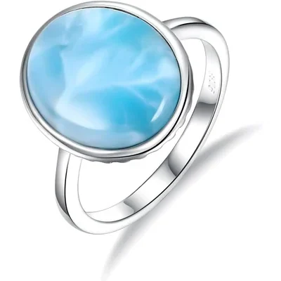 Oval Larimar Statement Ring by Gemsme