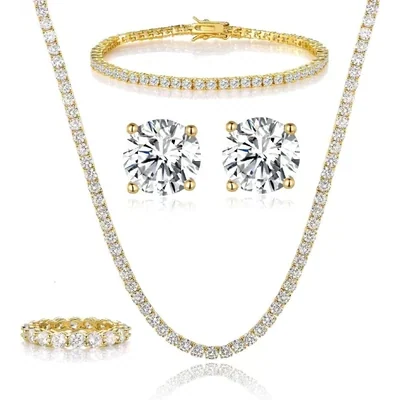Four-Piece Tennis Set with Band Ring by Gemsme, Yellow Gold