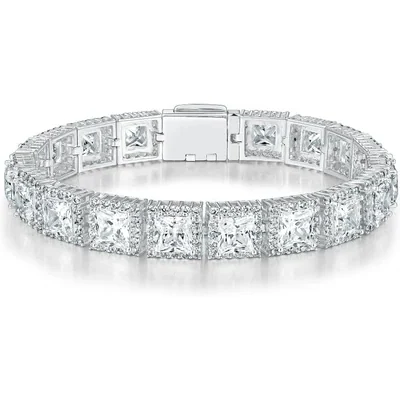 Square Halo Tennis Bracelet by Gemsme, Square White